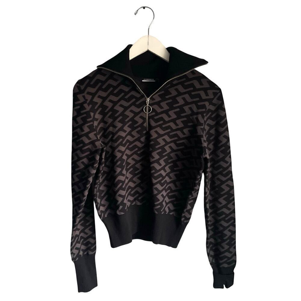 J.LINDEBERG Women's Kerla Knitted Zip Sweater size Small Black Grey‎